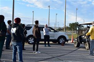Students getting instructions for Driver's Ed